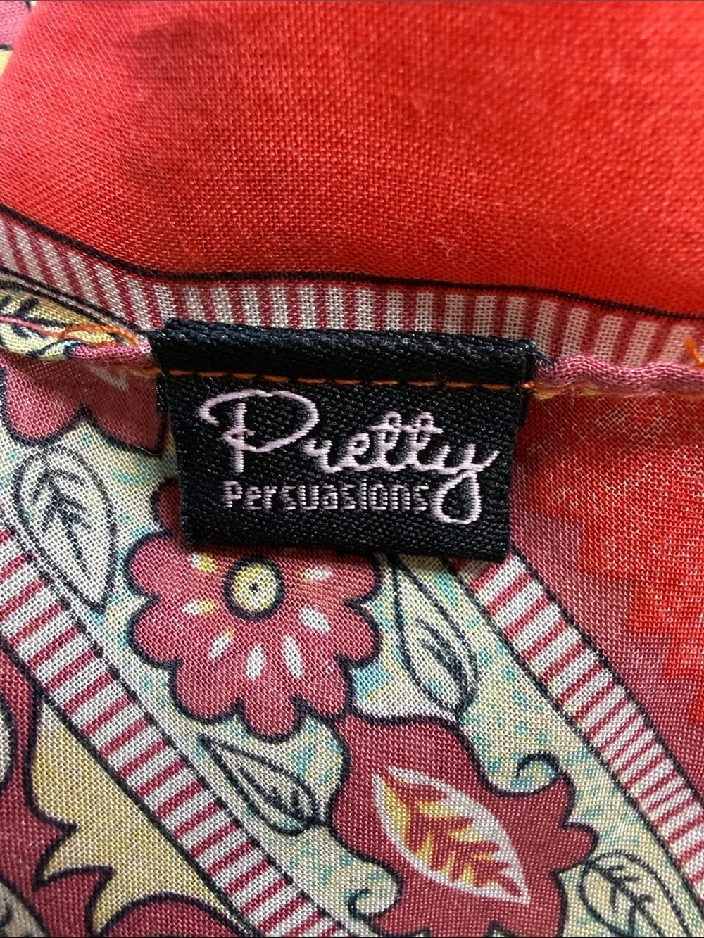 Pretty persuasions striped floral boho scarf orange, white, green, and yellow
